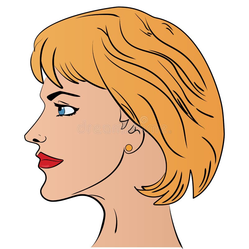 Girl head profile cute cartoon person side view Vector Image