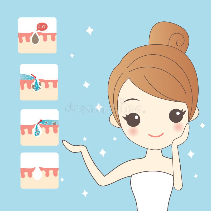 Cartoon woman skin care stock vector. Illustration of glamour - 76307646