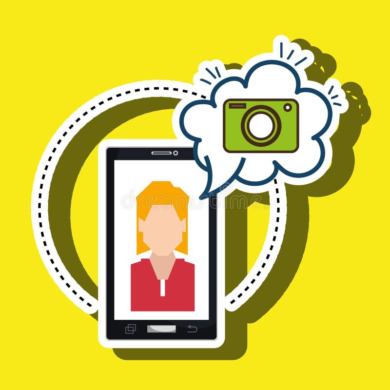 Cartoon Woman Smartphone Camera Stock Illustration Illustration of