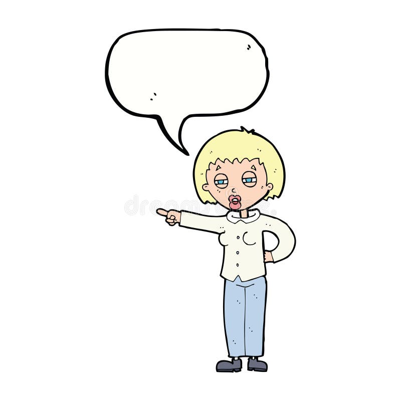 cartoon woman telling off with speech bubble