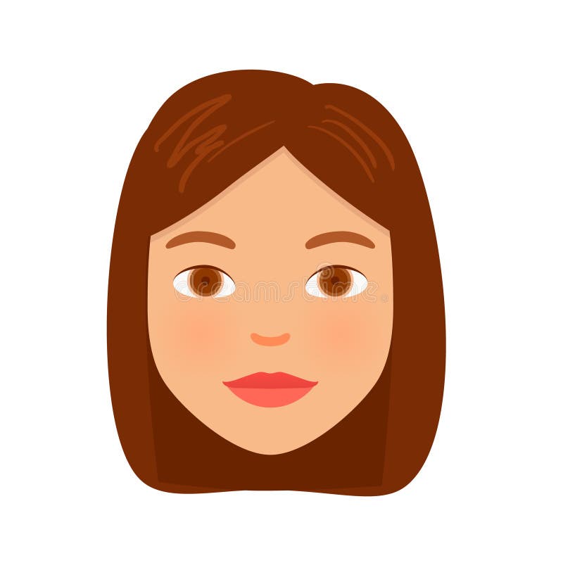 Cartoon Women Face Isolated on White Background. Vector Stock Vector Illustration of cheerful