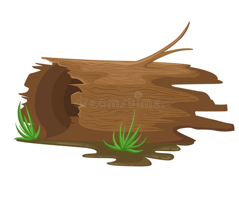 Cartoon Wood Log Flat Design Style Illustration. Stock Illustration -  Illustration of bark, nature: 88939708