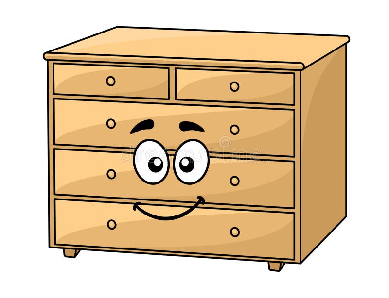 Cartoon Wooden Chest of Drawers Stock Vector - Illustration of storage