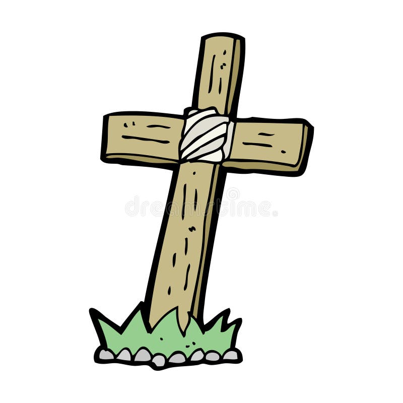 cartoon wooden cross grave