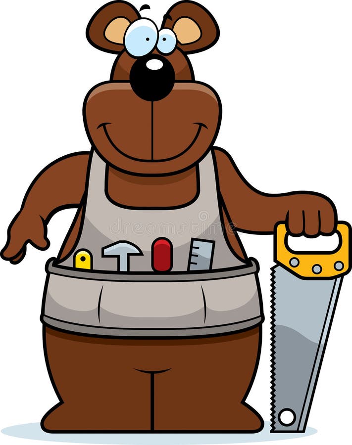 Cartoon Woodworking Bear stock vector. Illustration of construction