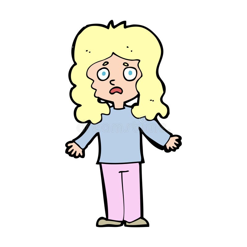 cartoon worried woman