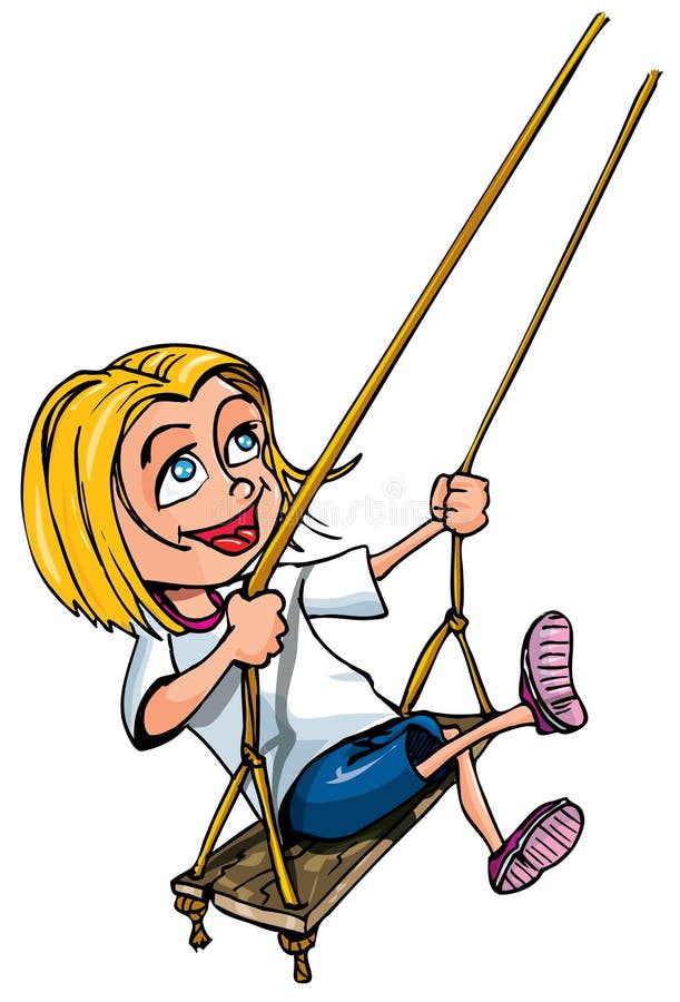 Cartoon Of Young Girl On A Swing Stock Vector - Image: 19414182