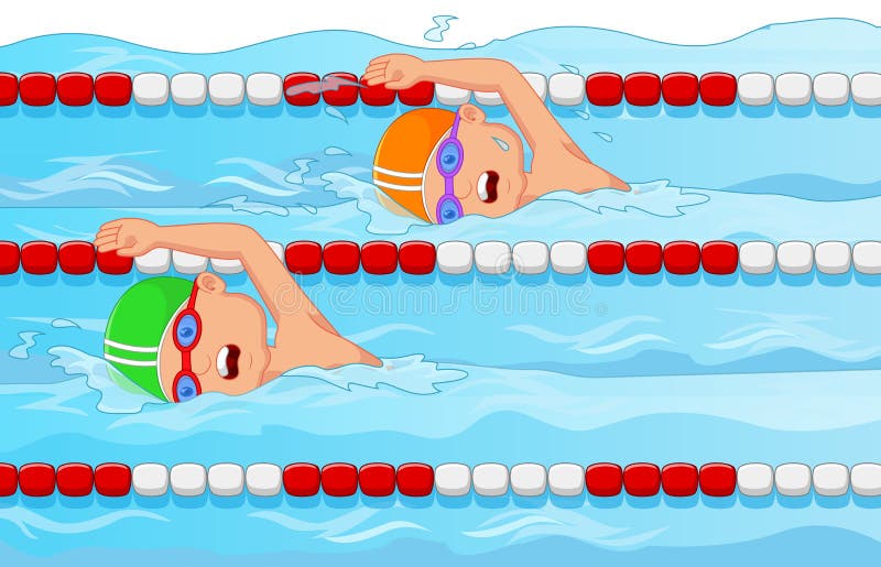 Cartoon Young swimmer in the swimming pool vector illustration Cartoon Young swimmer in the swimming pool vector illustration