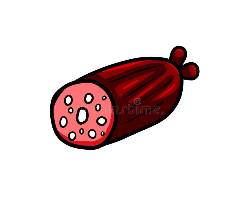 A Cartoon Yummy Salami stock illustration. Illustration of grill