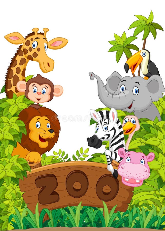Cartoon Zoo Animals Collection Stock Vector - Illustration of jungle ...