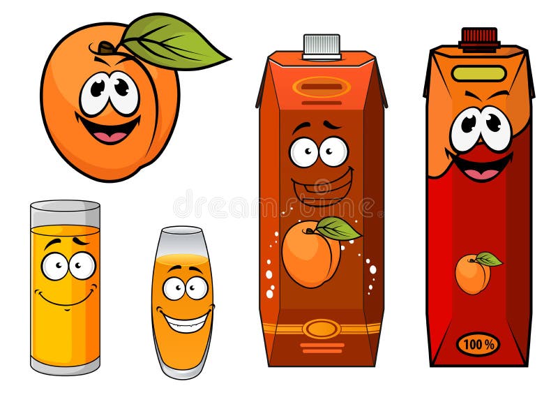 Cartooned Apricot Juice with Glasses and Apricot Stock Vector ...