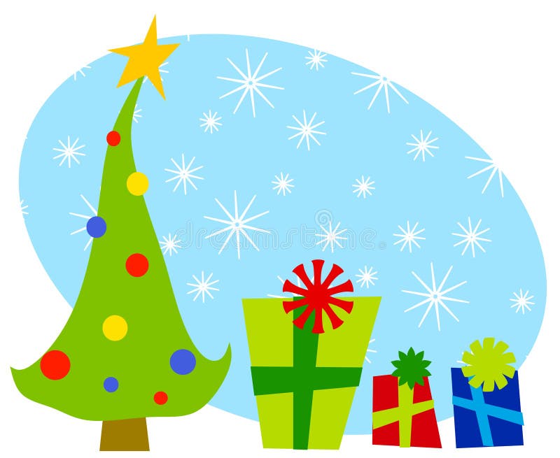 Cartoonish Weihnachtsbaum-Geschenke 2 lizenzfreie abbildung Cartoonish Weihnachtsbaum-Geschenke 2 lizenzfreie abbildung