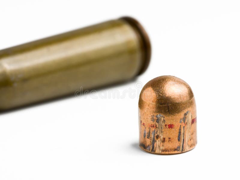 Cartridge and bullet stock image. Image of metal, white 14308353