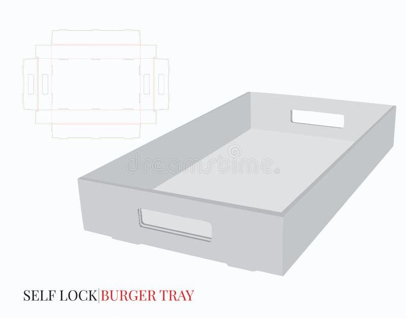 Cardboard Tray With Handles Template. Vector with die cut / laser cut layers. White, empty, blank, isolated Corrugated Burger Tray on white background with perspective view. Packaging Design, 3D. Cardboard Tray With Handles Template. Vector with die cut / laser cut layers. White, empty, blank, isolated Corrugated Burger Tray on white background with perspective view. Packaging Design, 3D
