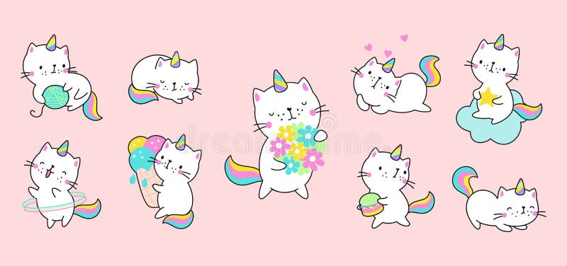 Gatos fofos princesa crianças ilustração desenho infantil amor