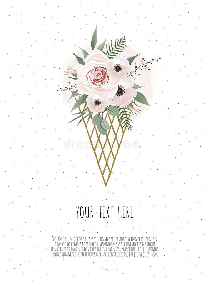 Cartão com folhas e quadro geométrico Cartaz floral ilustração royalty free Cartão com folhas e quadro geométrico Cartaz floral ilustração royalty free
