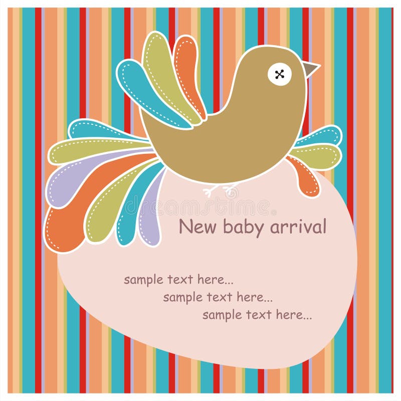 Cartão com um pássaro colorido ilustração stock