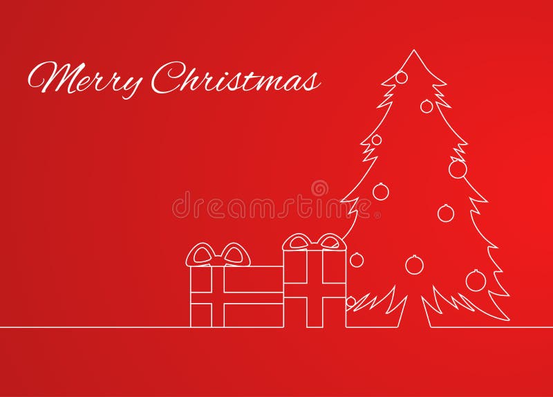 Cartão com uma árvore de Natal linear simples do teste padrão ilustração stock Cartão com uma árvore de Natal linear simples do teste padrão ilustração stock