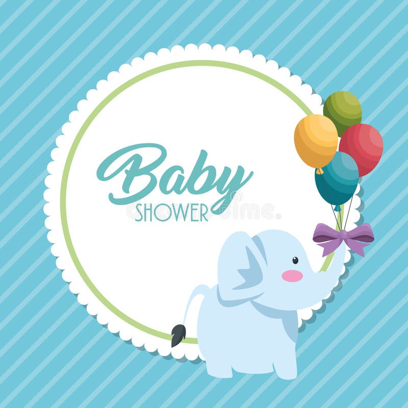 Cartão da festa do bebê com elefante bonito ilustração stock Cartão da festa do bebê com elefante bonito ilustração stock