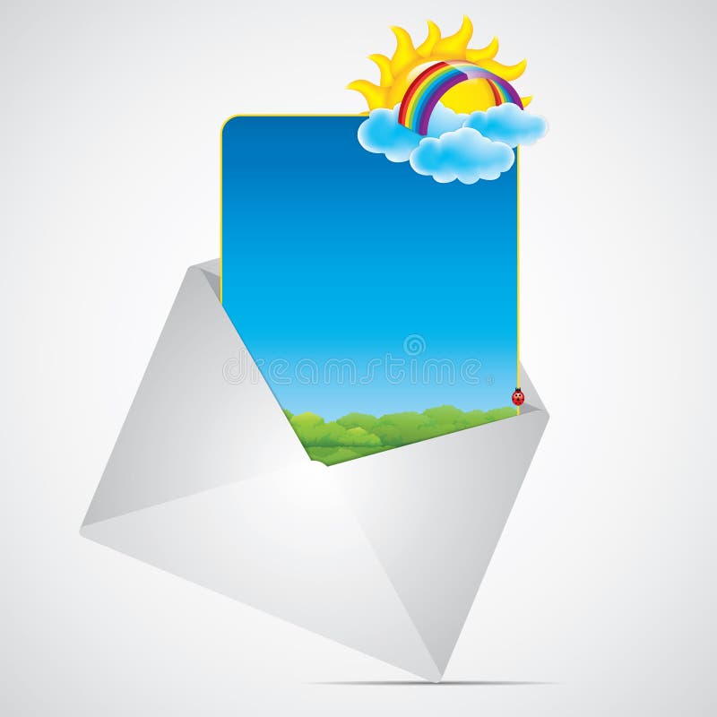 Cartão da mola em um envelope ilustração stock