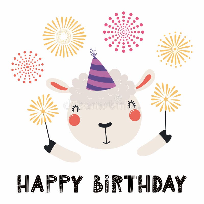 Cartão de aniversário bonito dos carneiros ilustração stock Cartão de aniversário bonito dos carneiros ilustração stock