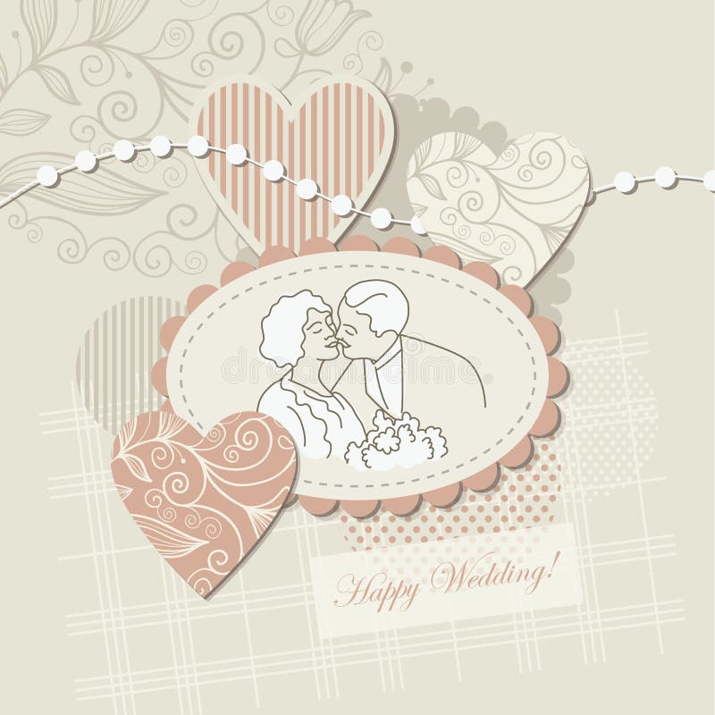 Cartão de casamento, elemento do sucata-registo ilustração royalty free Cartão de casamento, elemento do sucata-registo ilustração royalty free