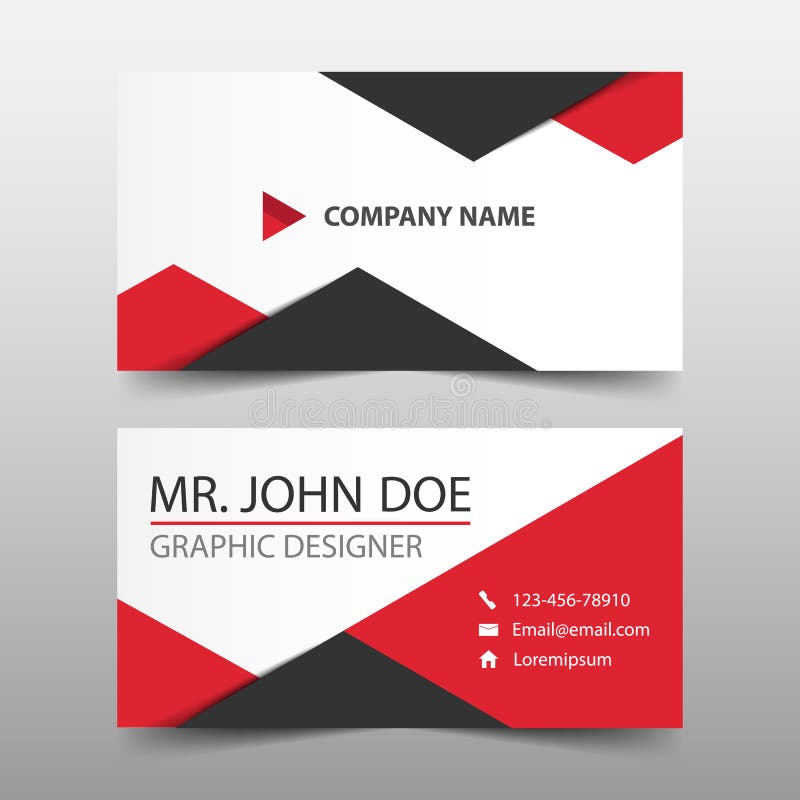 Cartão de empresa vermelho do triângulo, molde do cartão de nome, molde limpo simples horizontal do projeto da disposição, ilustração do vetor Cartão de empresa vermelho do triângulo, molde do cartão de nome, molde limpo simples horizontal do projeto da disposição, ilustração do vetor