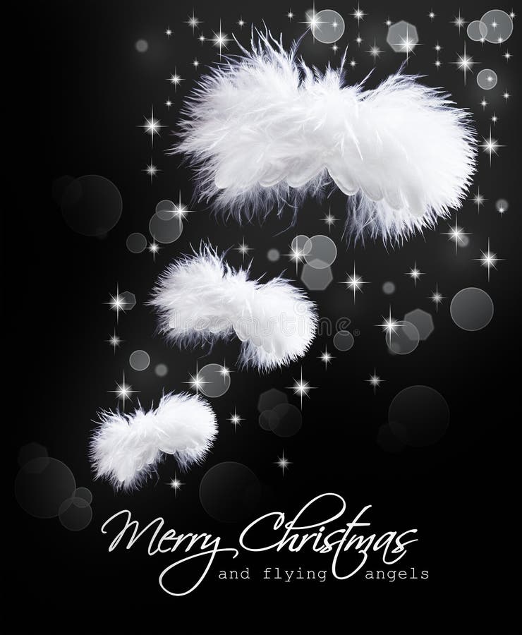 Cartão de Natal com as asas macias do anjo imagem de stock royalty free Cartão de Natal com as asas macias do anjo imagem de stock royalty free