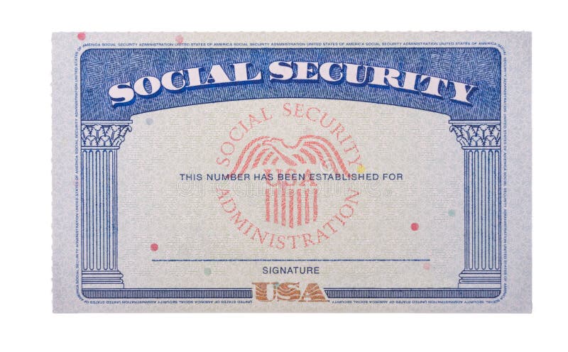 Cartão de segurança social dos eua branco isolado contra fundo branco