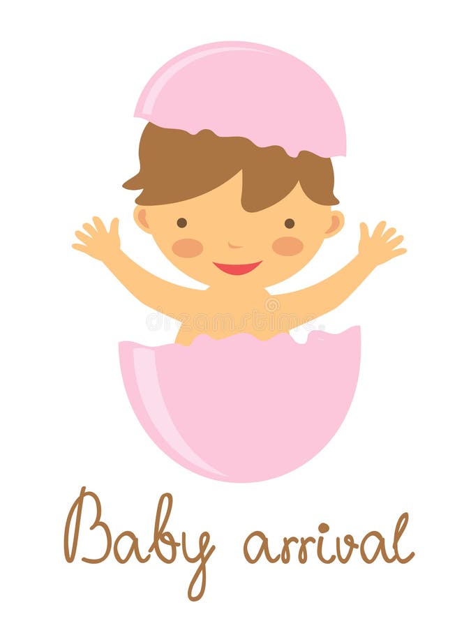 Cartão do anúncio da chegada do bebê com choque do bebê ilustração royalty free Cartão do anúncio da chegada do bebê com choque do bebê ilustração royalty free