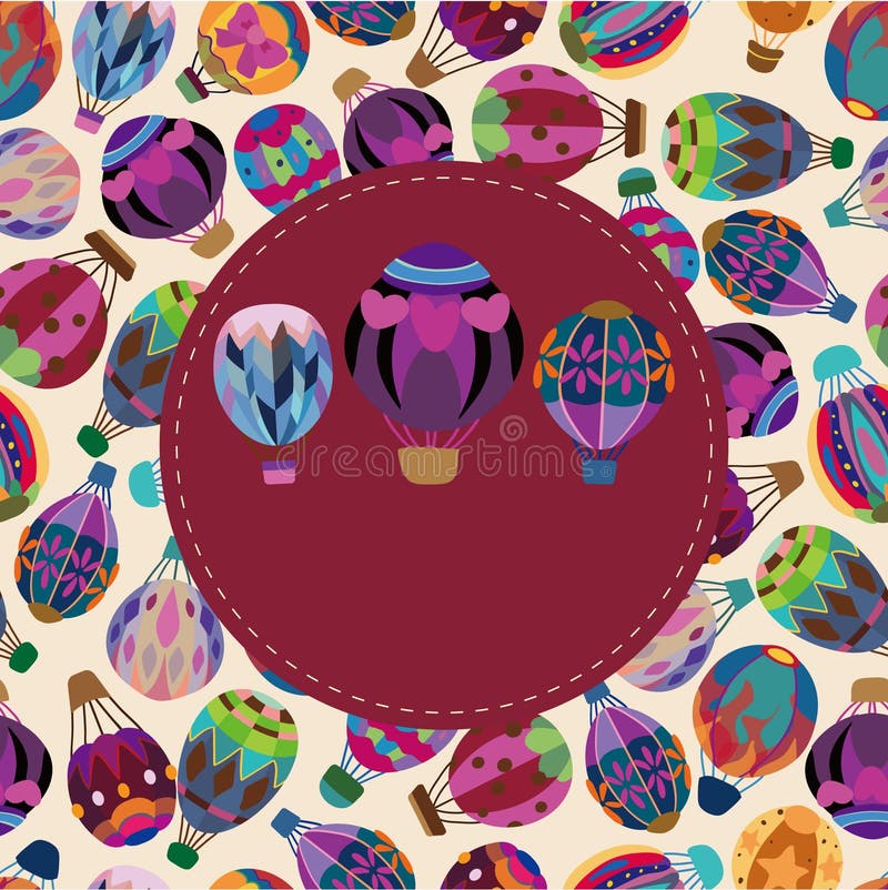Cartão de balão de ar quente ilustração stock