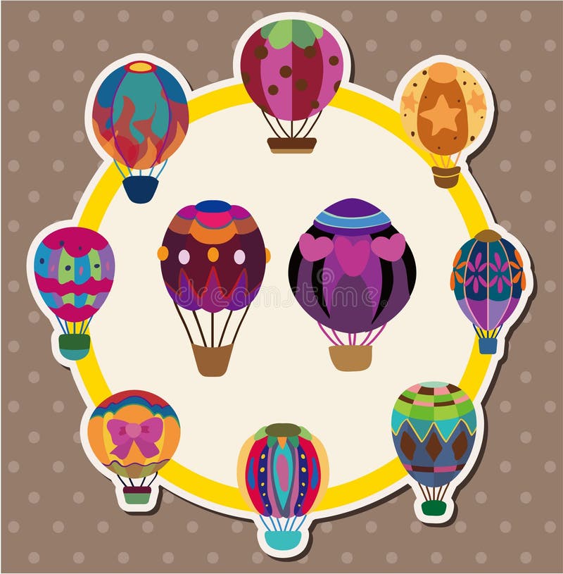 Cartão de balão de ar quente ilustração stock