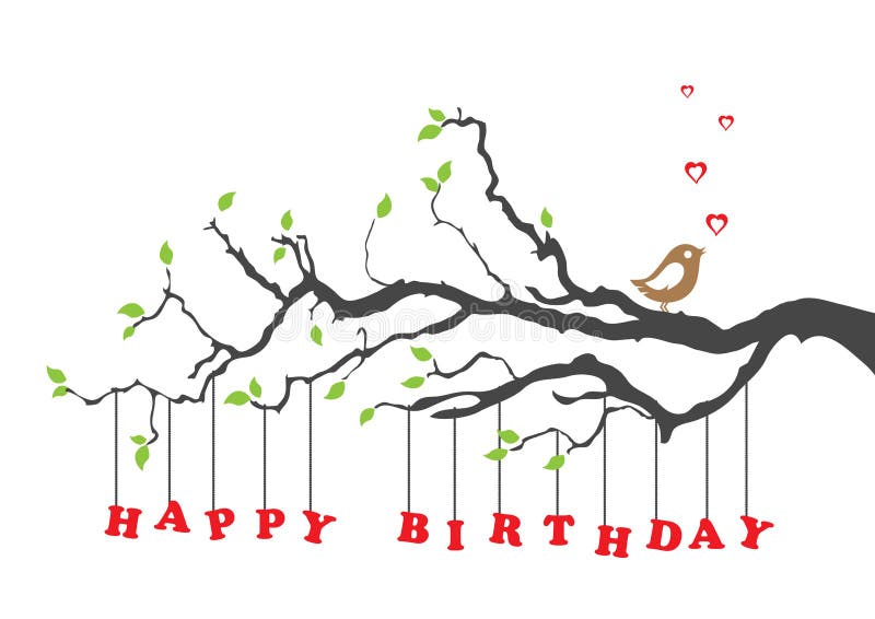 Cartão do feliz aniversario com pássaro