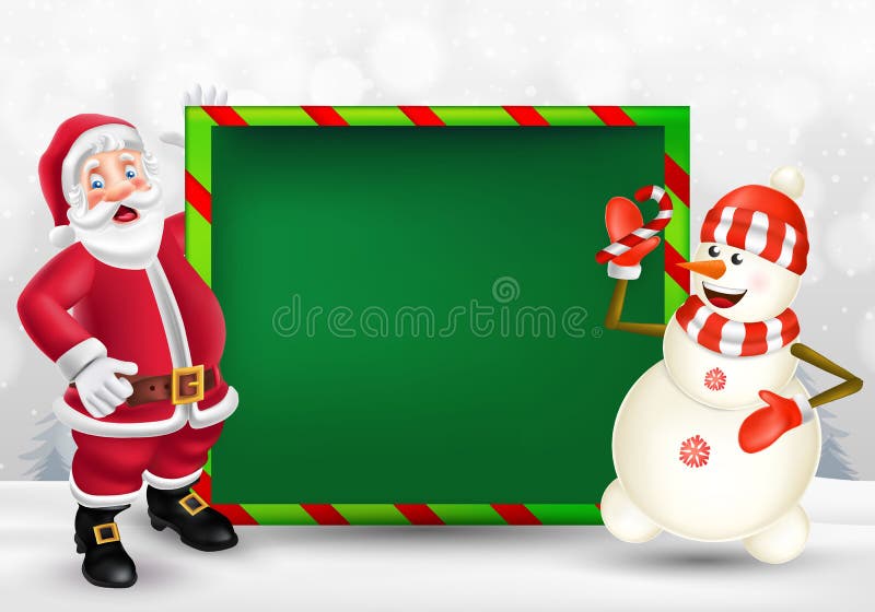 Cartão do Feliz Natal com desenhos animados Santa Claus e boneco de neve ilustração royalty free Cartão do Feliz Natal com desenhos animados Santa Claus e boneco de neve ilustração royalty free