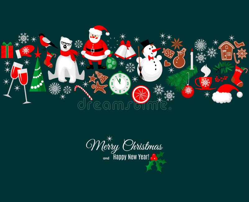 Cartão do Feliz Natal e do ano novo feliz no estilo retro ilustração royalty free Cartão do Feliz Natal e do ano novo feliz no estilo retro ilustração royalty free