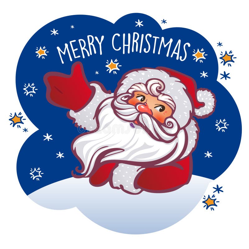 Cartão do Natal do vintage do vetor com desenhos animados Santa Claus