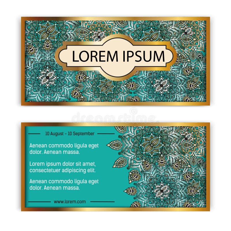 Cartão do vale-oferta do vintage do molde do vetor Fundo floral do teste padrão da mandala Disposição de projeto nacional Islã, á ilustração do vetor Cartão do vale-oferta do vintage do molde do vetor Fundo floral do teste padrão da mandala Disposição de projeto nacional Islã, á ilustração do vetor