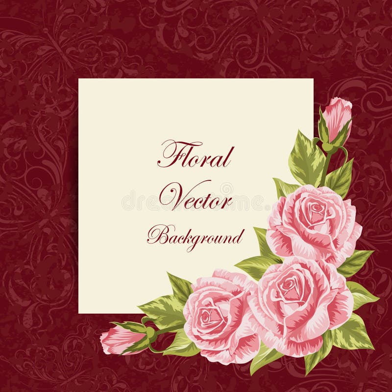 Cartão do vintage com flores ilustração stock Cartão do vintage com flores ilustração stock