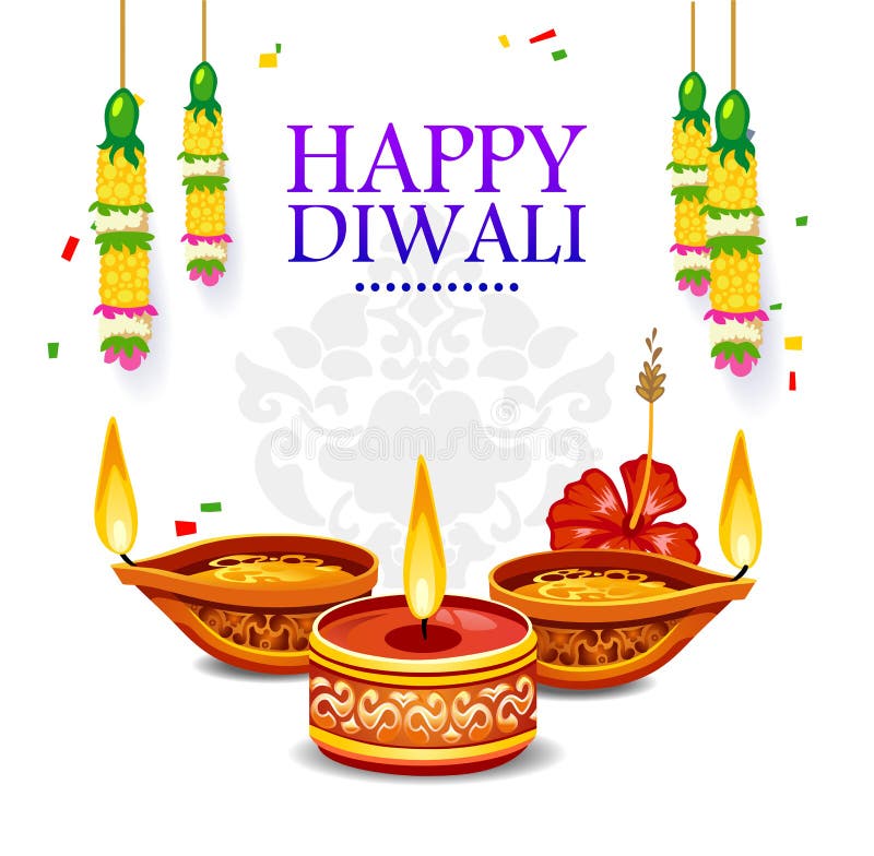 Cartão feliz de Diwali com elementos da decoração Illu do vetor ilustração stock Cartão feliz de Diwali com elementos da decoração Illu do vetor ilustração stock