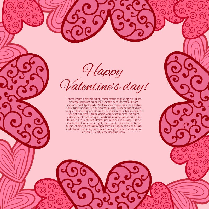 Cartão feliz do dia de Valentim. ilustração stock Cartão feliz do dia de Valentim. ilustração stock