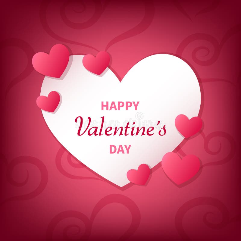 Cartão feliz do dia do ` s do Valentim com corações brancos e cor-de-rosa
