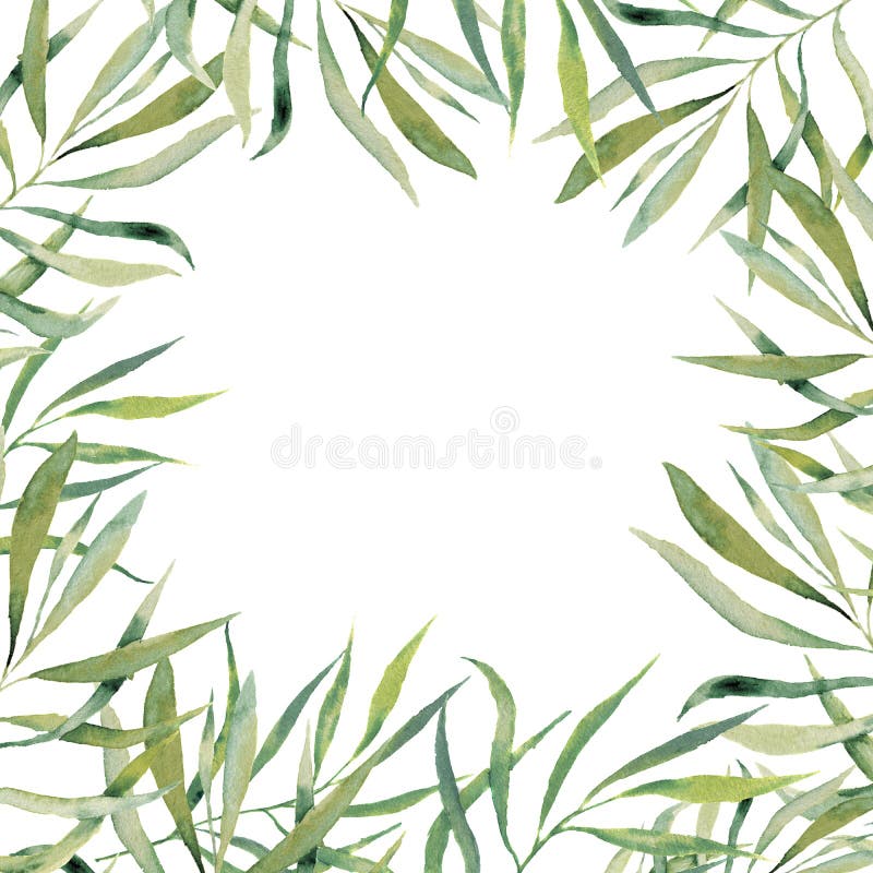 Cartão floral verde do quadro da aquarela Beira pintado à mão com sutiã ilustração stock Cartão floral verde do quadro da aquarela Beira pintado à mão com sutiã ilustração stock