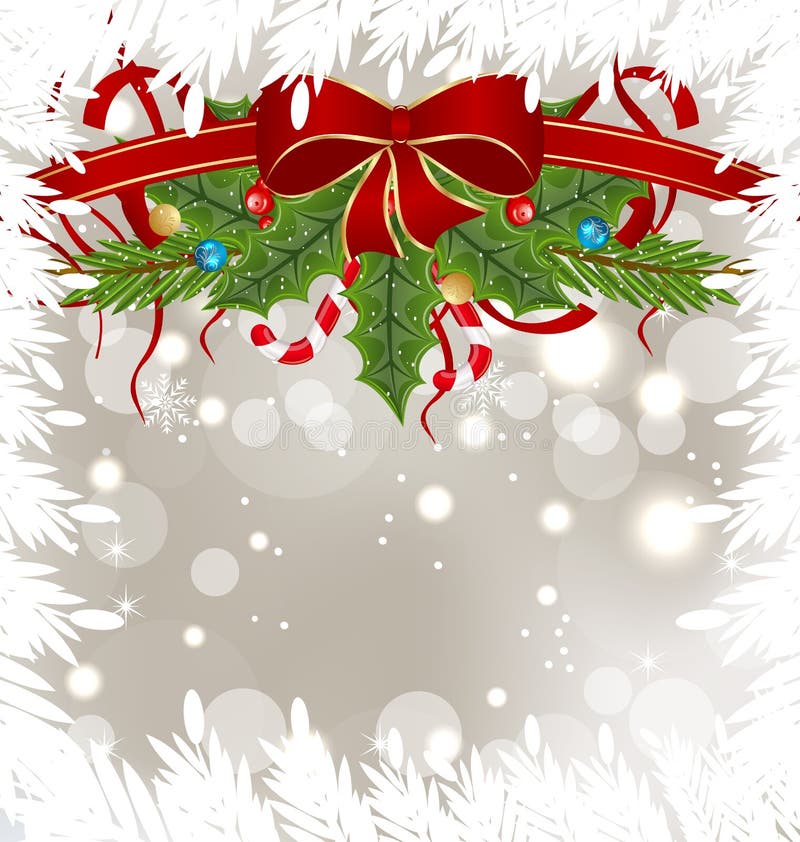 Cartão gelado do Natal com decoração do feriado ilustração do vetor Cartão gelado do Natal com decoração do feriado ilustração do vetor