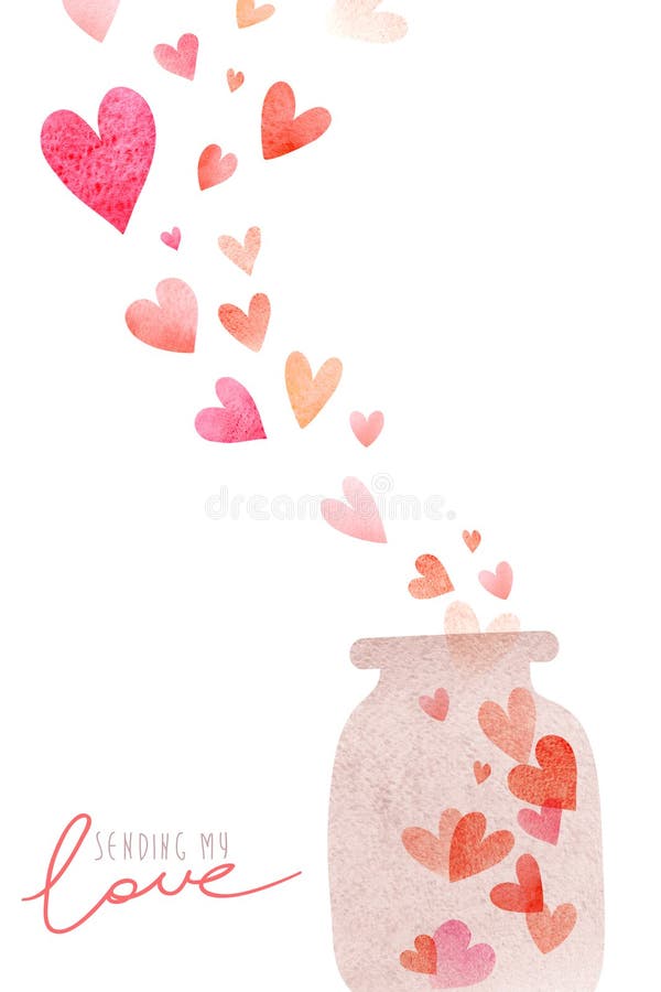 Cartão romântico bonito da aquarela com coração ilustração do vetor Cartão romântico bonito da aquarela com coração ilustração do vetor
