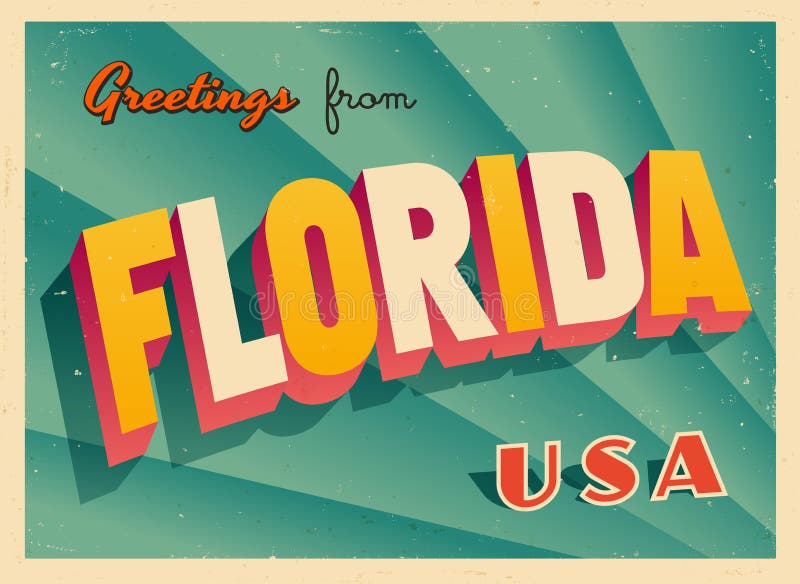 Cartão turístico do vintage de Florida ilustração stock Cartão turístico do vintage de Florida ilustração stock