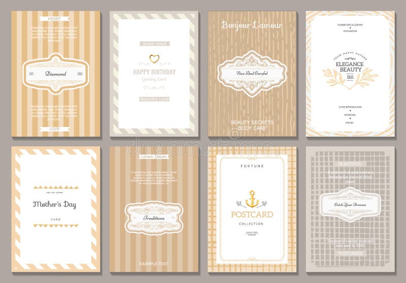 Cartões criativos do vintage ilustração royalty free Cartões criativos do vintage ilustração royalty free