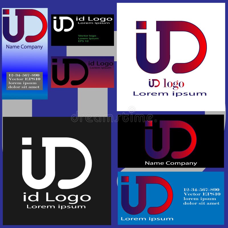 Cartões dos logotipos com letras mim e D ilustração royalty free Cartões dos logotipos com letras mim e D ilustração royalty free