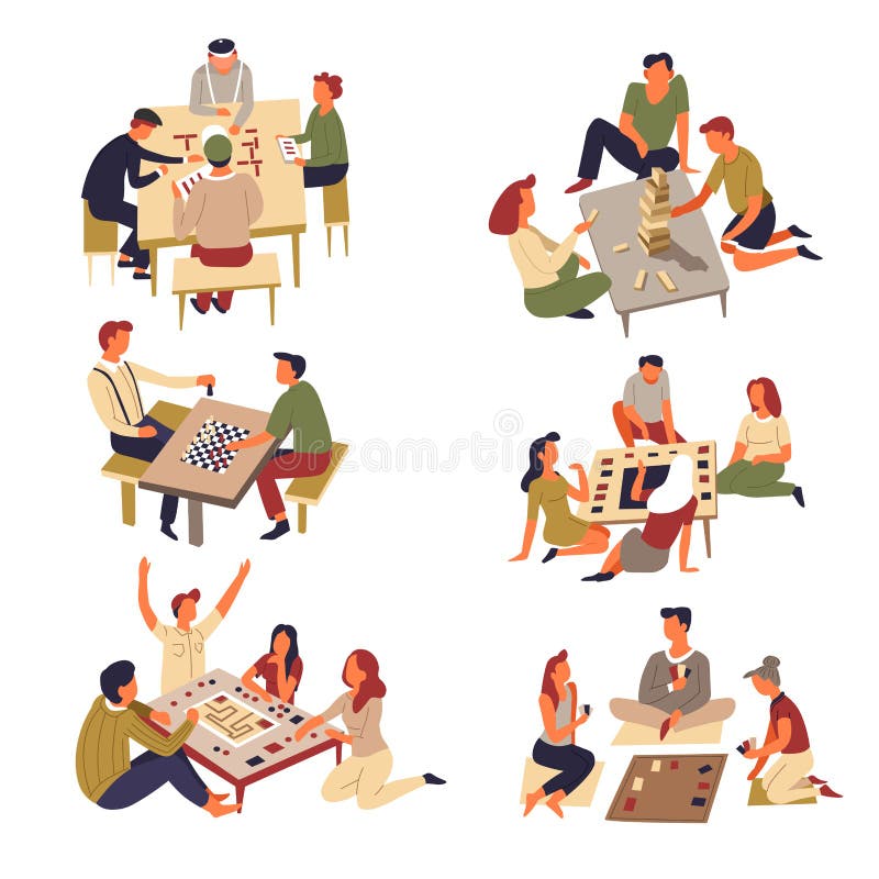 Cartões e jenga do jogo do dominó e da xadrez dos jogos de tabela ilustração do vetor Cartões e jenga do jogo do dominó e da xadrez dos jogos de tabela ilustração do vetor