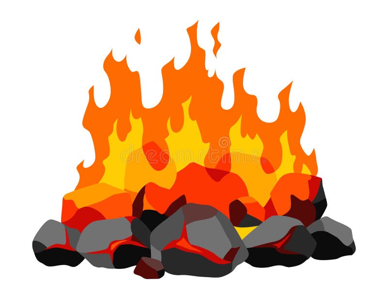 Desenhos Animados Queima Carvão Fogo imagem vetorial de