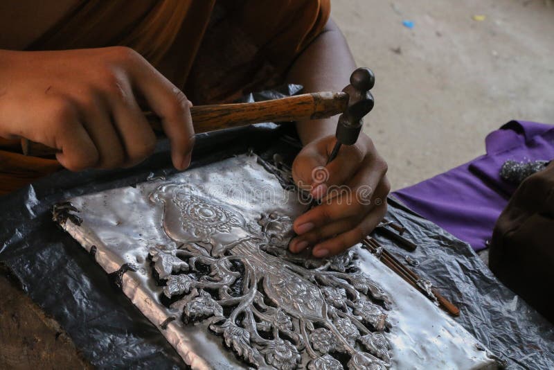 Carve silverware, Chiang Mai, Thailand royalty free stock photography Carve silverware, Chiang Mai, Thailand royalty free stock photography